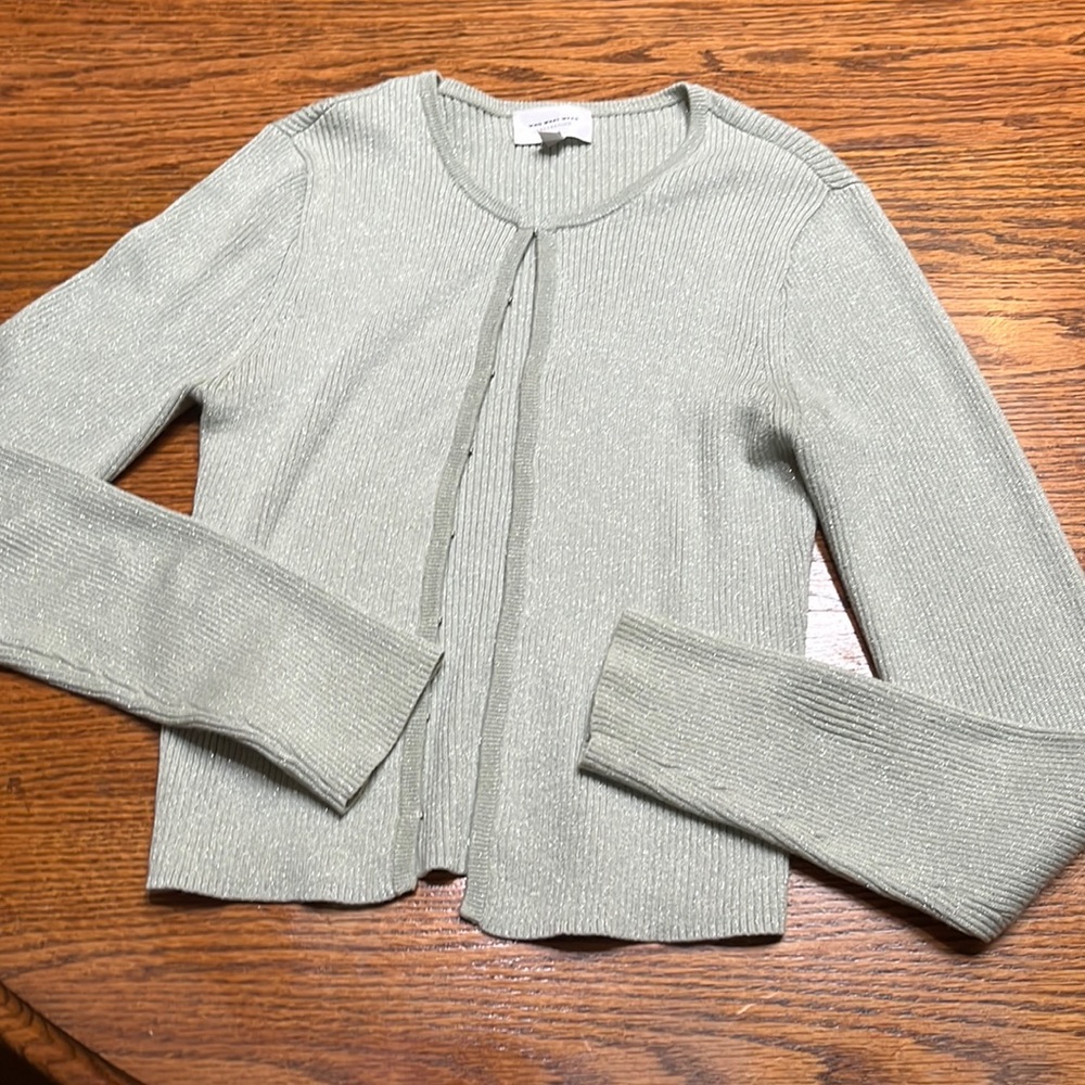 Who What Wear Sage Green Ribbed Crop Cardigan